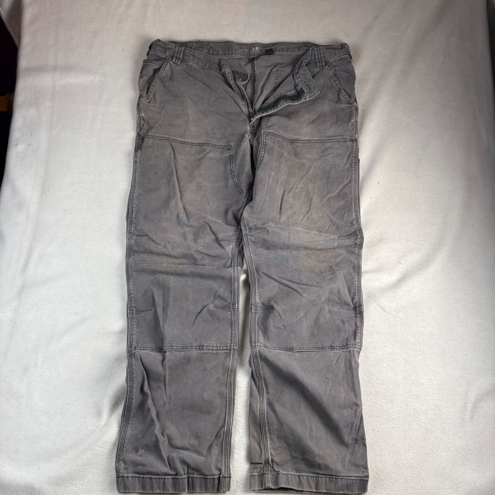 Carhartt Mens Double Front Work Pants Faded distressed Gray Canvas Utility 38x32